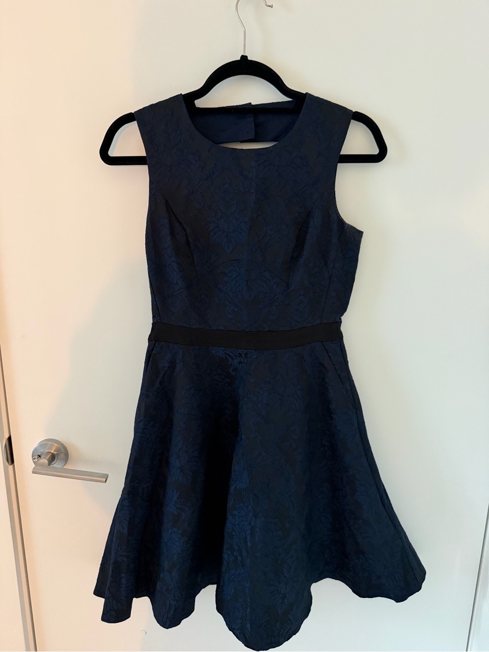 Reiss Navy Sleeveless Fit-and-Flare Mini Dress